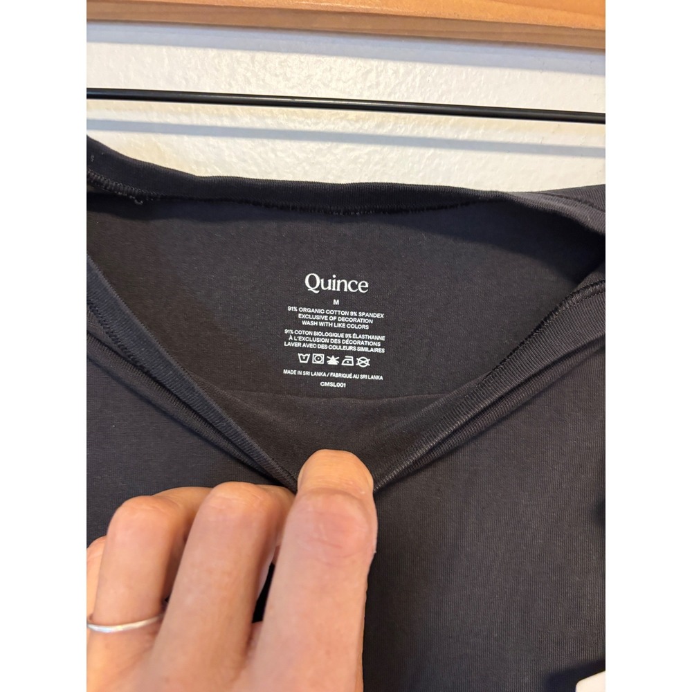NWT Quince Organic Cotton Spandex Crew Neck Short Sleeve Bodysuit Black Size M - Picture 5 of 6